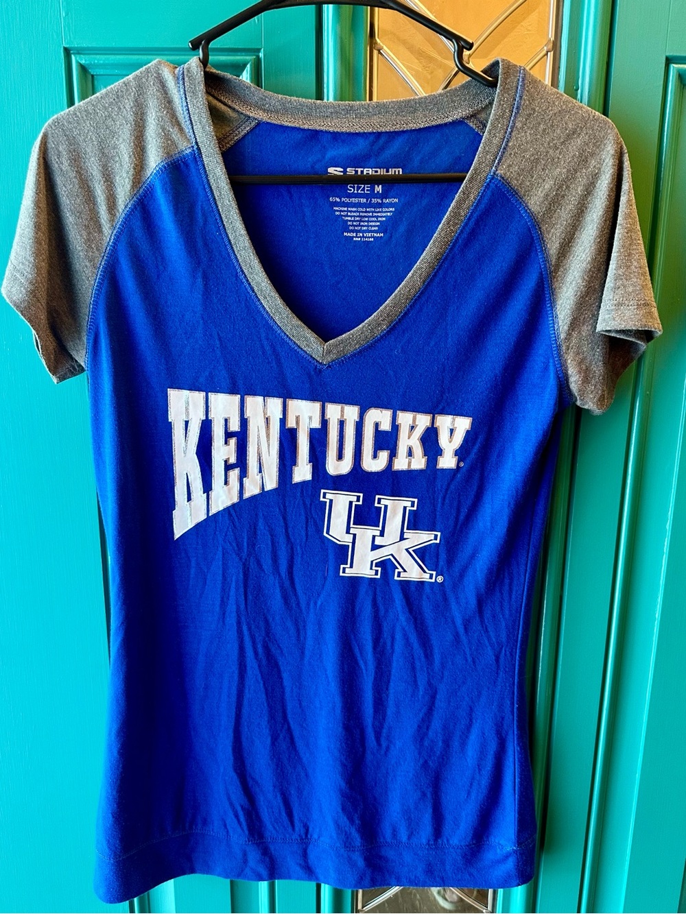 Stadium Athletics Kentucky Wildcats Shirt Size M Blue Grey V-Neck UK Gameday
